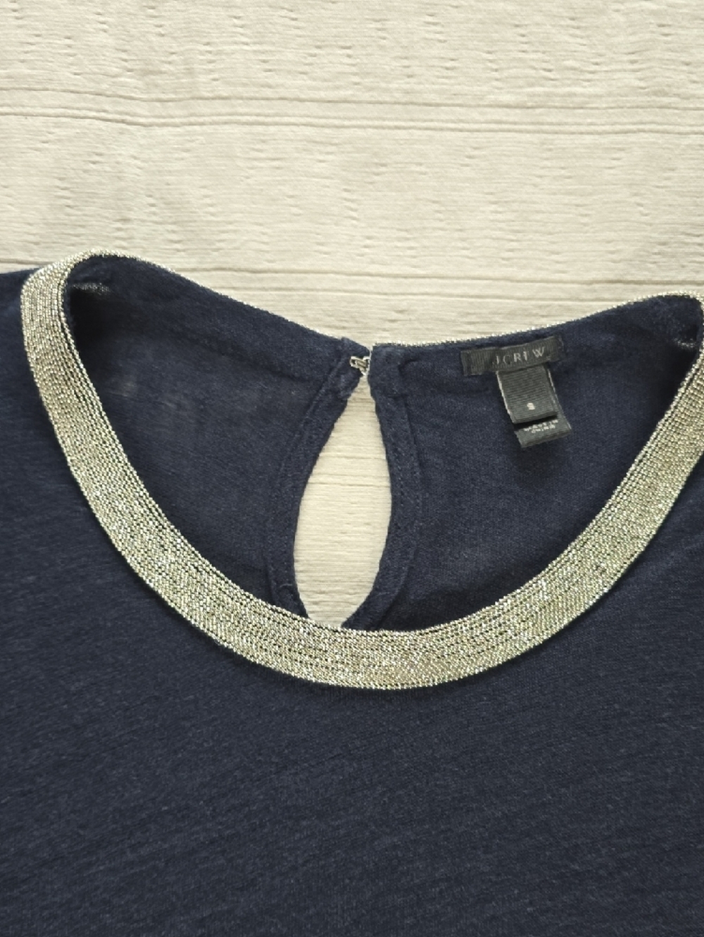 J Crew Embellished Linen Crewneck Women's Size Small - Picture 5 of 13